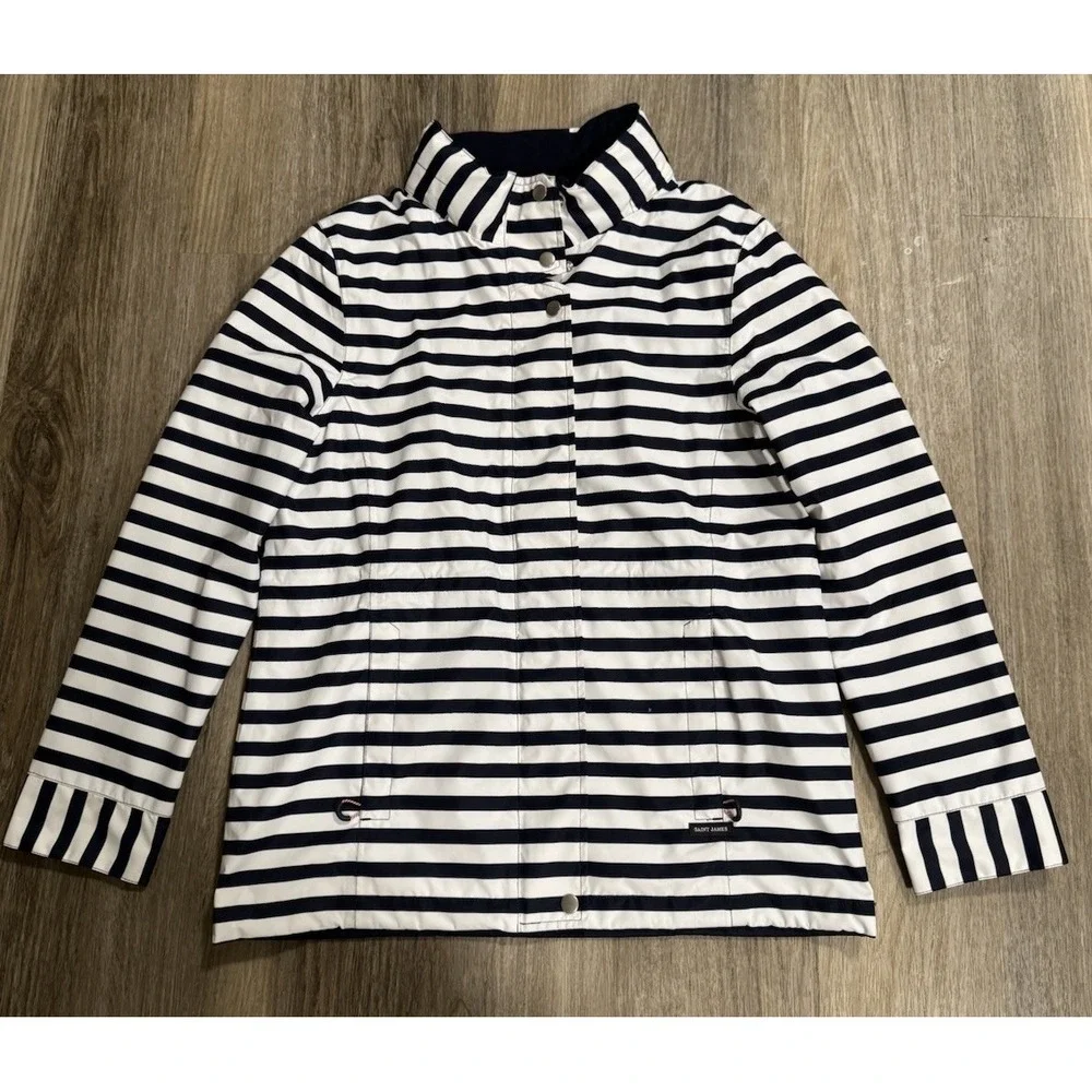 Saint James Mademoiselle Breton stripe Navy Blue‎ rain jacket Women Sz US 8